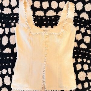 Reformation Viola Linen Top In Sugar, brand new, never worn, no flaws.